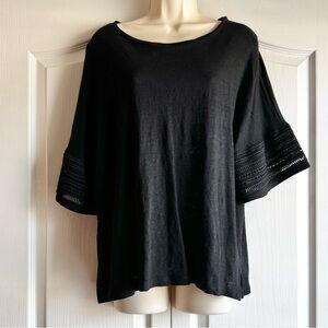 Chico’s Linen Lace Short Sleeve Tee